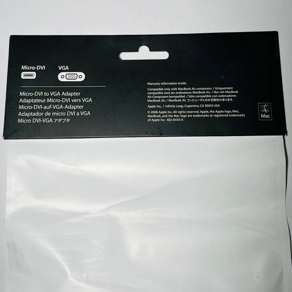 Apple MacBook Air Micro DVI to VGA Adapter New in Bag sealed